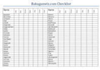 Printable Bakugan Checklist